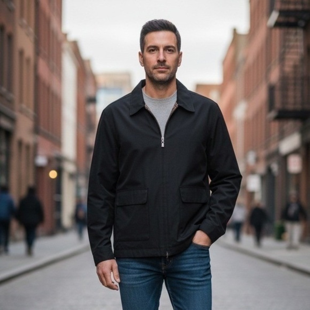 Cutter & Buck CB‎ WeatherTec Black Full Zip Jacket Mens XL Harrington Coat